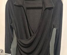 Fine Knit Black Wrap Top