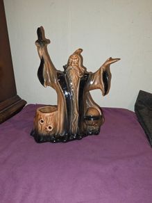 Vintage ceramic Wizard candle holder
