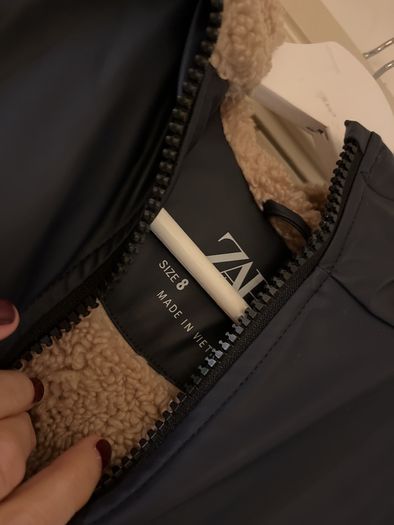 Zara waterproof, teddy lined coat age 8