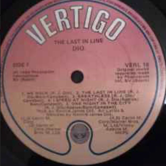 DIO The last in line  Rare Irish translucent vinyl. There is a mark on B3 which causes a skip. Otherwise vinyl is NM. Has original inner picture sleeve vinyl record. Note the low price due to a skip
