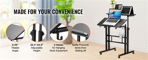 Adjustable height mobile desk - black