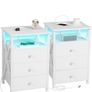 Bedside Table Set of 2 with Charging Station, Side Table with Led Lights Image 10