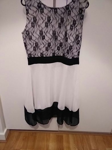 Pink Brand Black Lace and White Dress