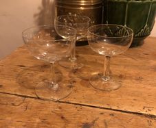 vintage crystal champagne glasses coupes  x3