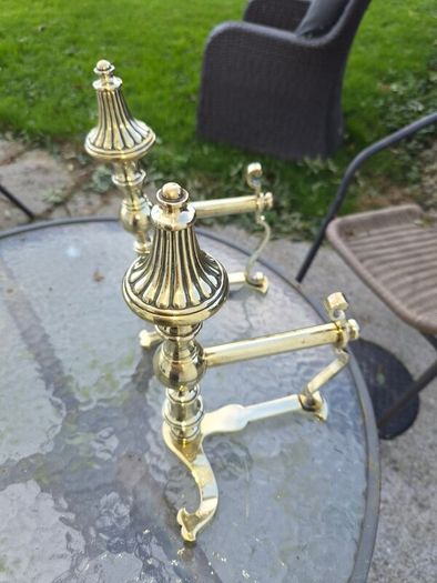 old brass  fire  dogs