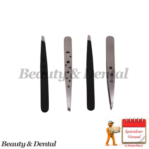 4x Eyebrow tweezers Hair Beauty Slanted Stainless Steel Tweezer Tool