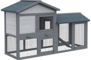 Wooden Rabbit Hutch Outdoor, Double Tier Guinea Pig Hutch, Small Animal House Water-Resistant Roof Ramp