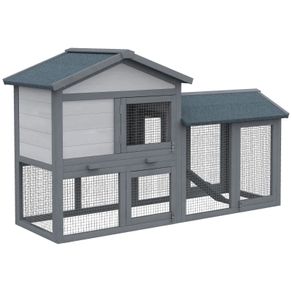 Wooden Rabbit Hutch Outdoor, Double Tier Guinea Pig Hutch, Small Animal House Water-Resistant Roof Ramp