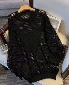 Brand new Black crochet jumper size UK 16/18 EU 44/46 Postage included