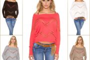 Trendy pullover with lace and rhinestones size uni would fit most