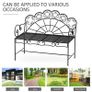 Metal Garden Bench Loveseat with Slatted Seat, Black Image 4