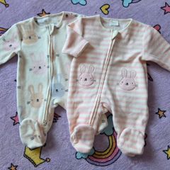 First Size(Newborn), Two Next Bunny 2 Way Zip Up Fleece Sleepsuits