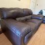 Leather sofa x 2 & footstool Image 5