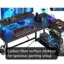 132.5CM L-Shaped Workstation with Carbon Fibre Surface, 3 Power Outlets & 2 USB Ports Image 2