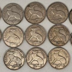Ireland 1928-1967 3d Threepence Coin Lot 13 Coins Mixed Date and Grades