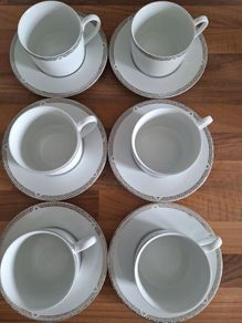 Royal Doulton Platinum Set of 6 Cups & Saucers