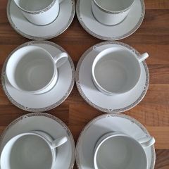 Royal Doulton Platinum Set of 6 Cups & Saucers