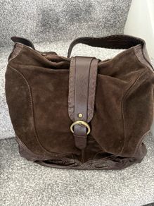 Chocolate Brown Suede and Leather Handbag