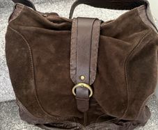 Chocolate Brown Suede and Leather Handbag