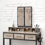 _Dressing table, dressing table with 3-part folding mirror, hairdryer holder, cosmetic table with upholstered stool, 3 drawers, industrial design, greige black Image 4