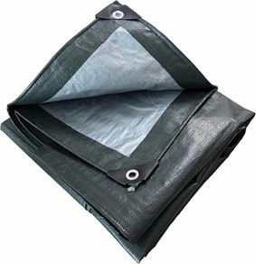 Heavy Duty Tarp Tarpaulin Reinforced Eyelets Thick 4mx6m 13ftx19ft (140g/m) PE Tarpaulin Waterproof Sheet Silver Army Green Premium Quality Cover Tarp for Outdoor Camping
