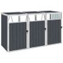 Triple Garbage Bin Shed Anthracite 213x81x121 cm Steel Image 4