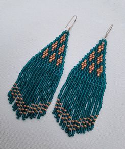 Turquoise earrings handwoven, silver earhooks