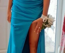 Electric Blue Debs corset dress bought in Dani's closet