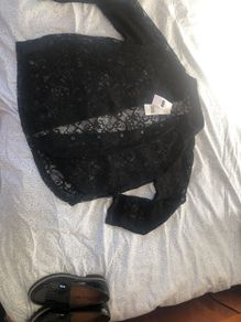New long sleeved black lace shirt with tags