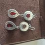 Sterling silver deep red stone drop earrings and ring set Image 4