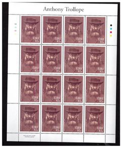 2009 Ireland Anthony Trollope (Novelist) Commentative Stamp Sheetlet Plate 1B1B1B1B Mint Never Hinged (MNH)