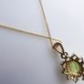 Vintage 9Ct Yellow Gold 375 Oval Peridot Pendant with L-22,5" Chain 2,5g Image 7