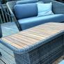 Poly Rattan Garden Table with Adjustable Acacia Wood Table Top Image 2