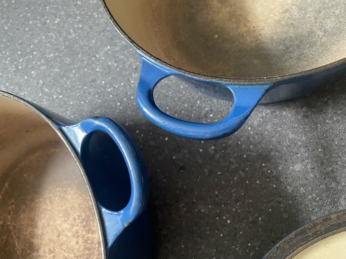 Le Creuset Cast Iron Casserole Dish Dutch Oven with Lid 24 and 22 Blue Enamel