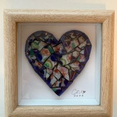 Handmade framed Heart in Pique Assiette