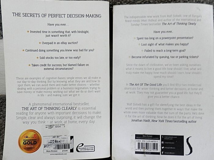 2 Books. The Art of The Good Life & Art of Thinking Clearly 4 euro