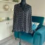 Black & White Long-Sleeved Chiffon Blouse from Dunne Stores Image 3