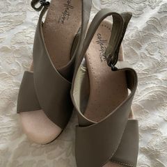 Olive Green Clarks Wedge Heeled Sandals - Size 39.5 - New