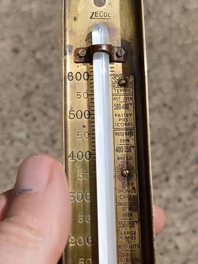 Zecol Art Deco Hanging Brass Oven Thermometer