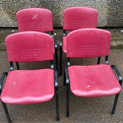 4 x Sturdy Stackable Plastic/ Metal Chairs