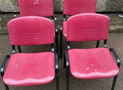4 x Sturdy Stackable Plastic/ Metal Chairs