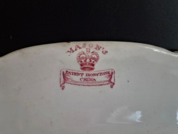 Graduating pair of antique Masons platters