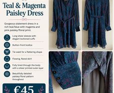 Teal & Magenta Paisley Midi Dress