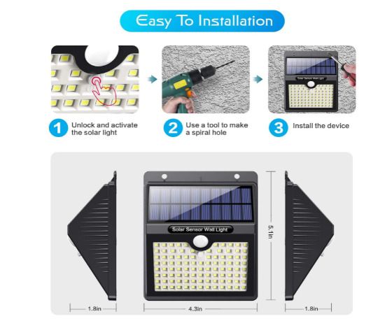 High quality 4  pack of LED  solar waterproof wall light use with motion sensor, 2200 mAh
