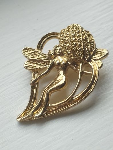 "Forest Fairy" vintage Art Nouveau-style brooch.