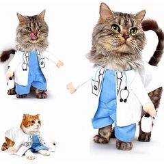 Dog Cat Doctor Costume Pet Doctor Clothing Halloween Jeans Outfit Apparel (MULTIPLE SIZES)