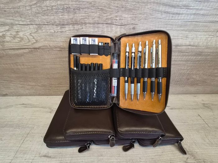 Nicpro 29PCS Art Mechanical Pencils Set in Leather Case, Metal Drafting Pencil 0.5, 0.7, 0.9 mm, 2mm Lead Pencil Holders for Sketching Drawing