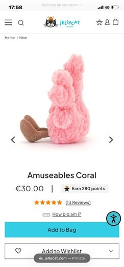 New JELLYCAT Amuseable Coral