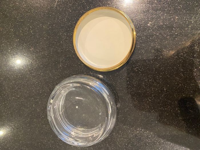 Vintage glass powder pot .
