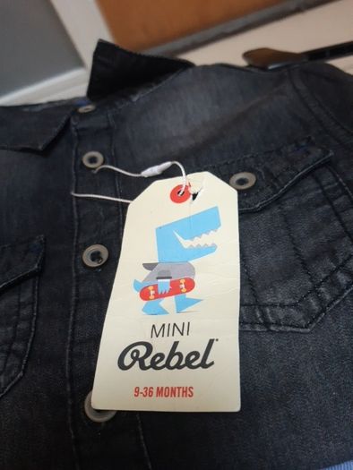 Mini Rebel Denim Black Shirt. S. 9-12  B.N.W.T